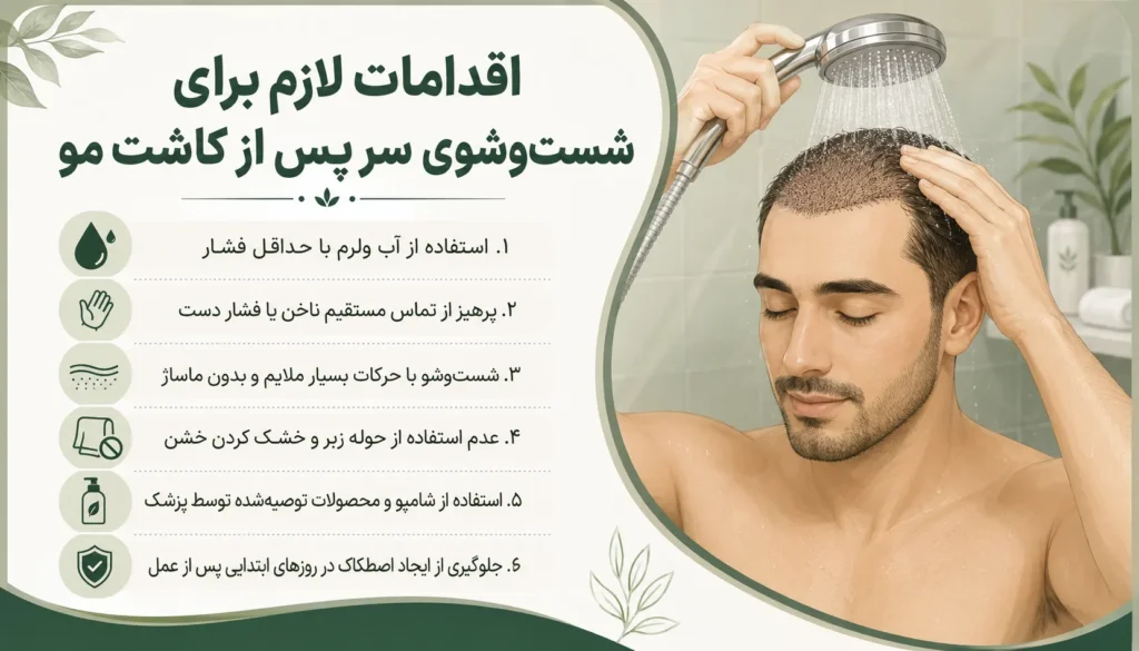 اقدامات لازم برای شست و شوی سر پس از کاشت ابرو