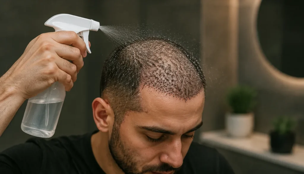 اهمیت آب پاشی سر بعد از کاشت مو