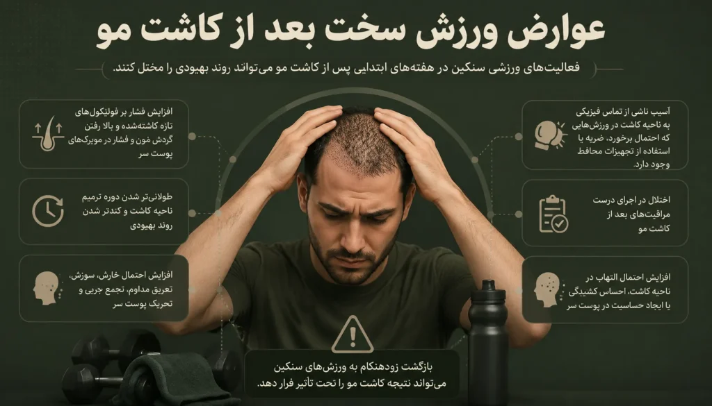 عوارض ورزش سخت بعد از کاشت مو