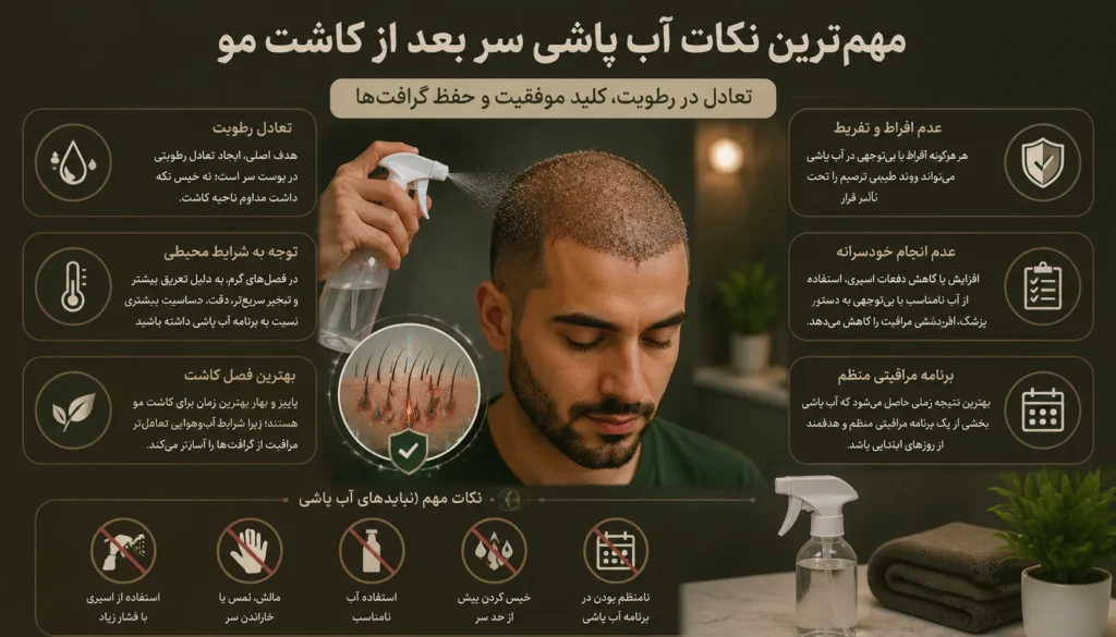 مهم‌ترین نکات آب پاشی سر بعد از کاشت مو