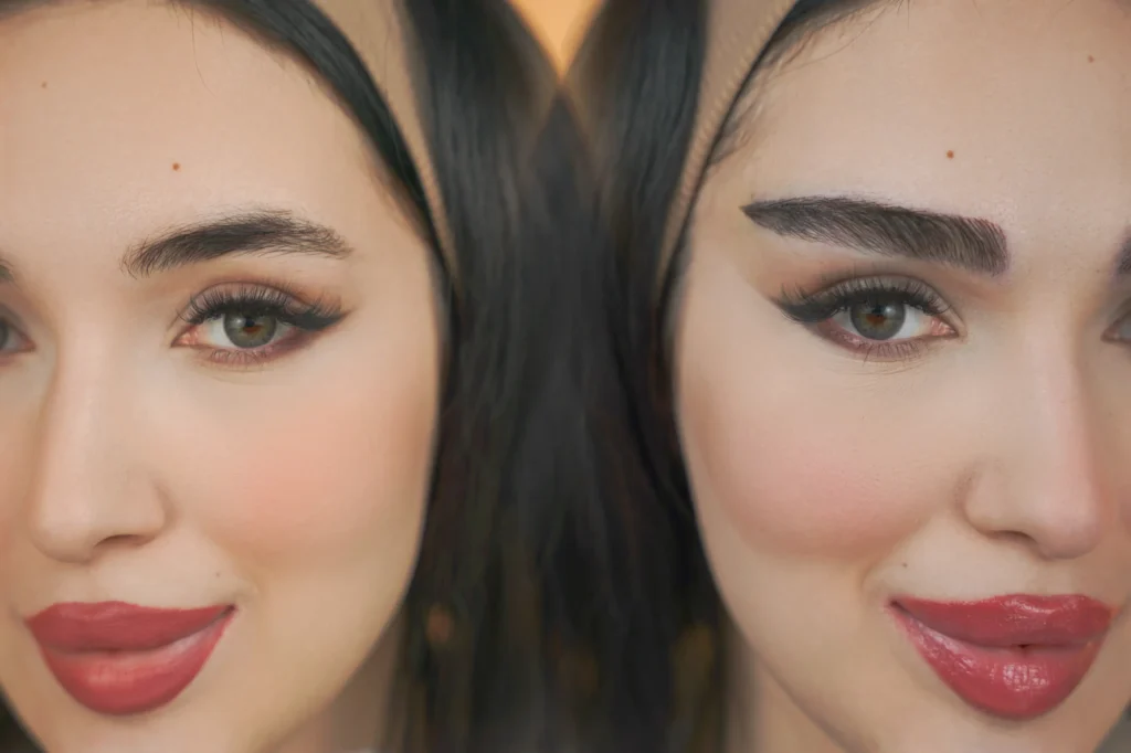 کاشت ابرو طبیعی قبل و بعد با طراحی متناسب چهره
